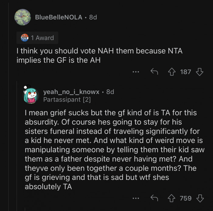 The ex is allowed to grieve without making it harder for both of them.