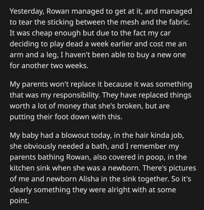 OP's mom got involved and supported OP's oldest sister