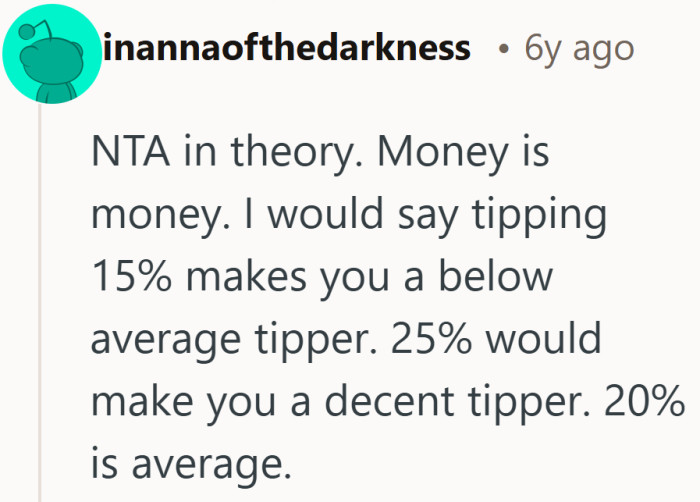 In theory, coins are fine. In practice, 15 percent might be where some people start to raise an eyebrow.