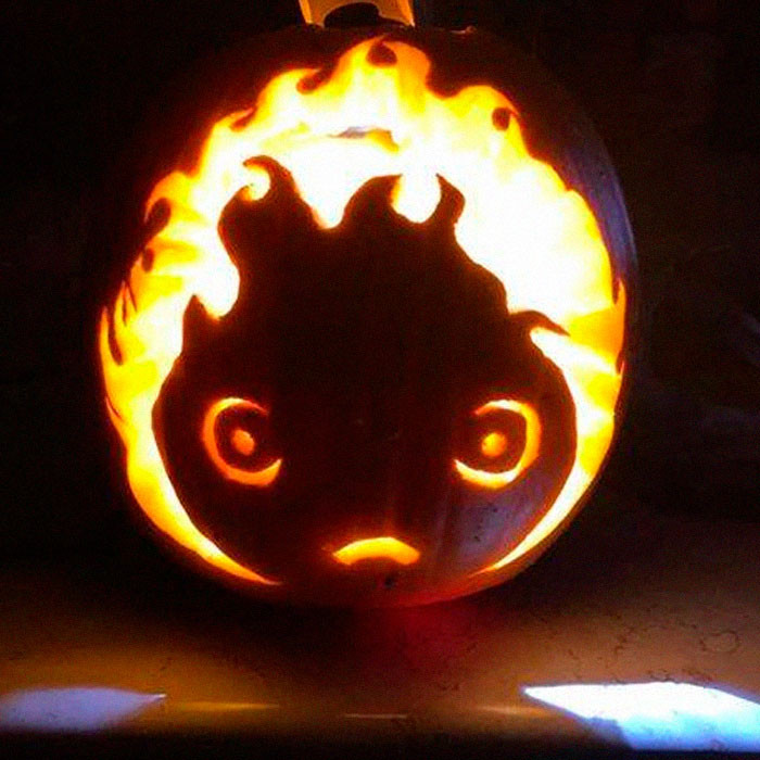 21. Calcifer is the perfect subject for a pumpkin carving