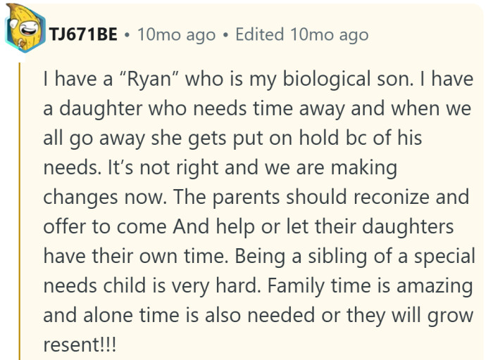 This one hits hard—a parent acknowledging both love and burnout, and how siblings quietly carry that weight too.