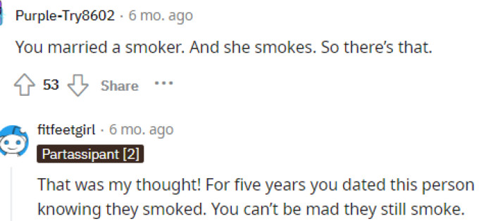 Well, I mean this person is absolutely right; that's that. But also, if it's becoming a dealbreaker, then that's that.