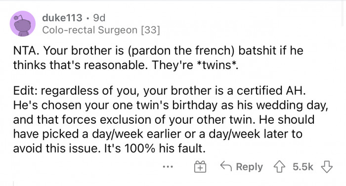 This comment said it all, honestly. Her brother is the AH.