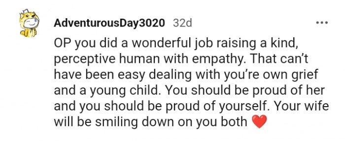 Your wife will be smiling down on you both