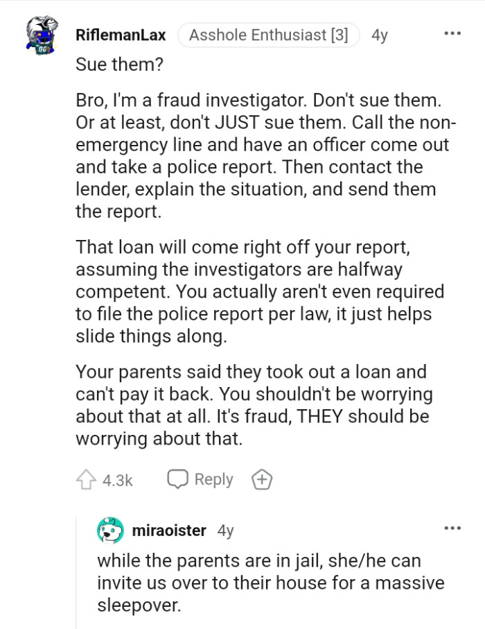 That loan will come right off the OP's report