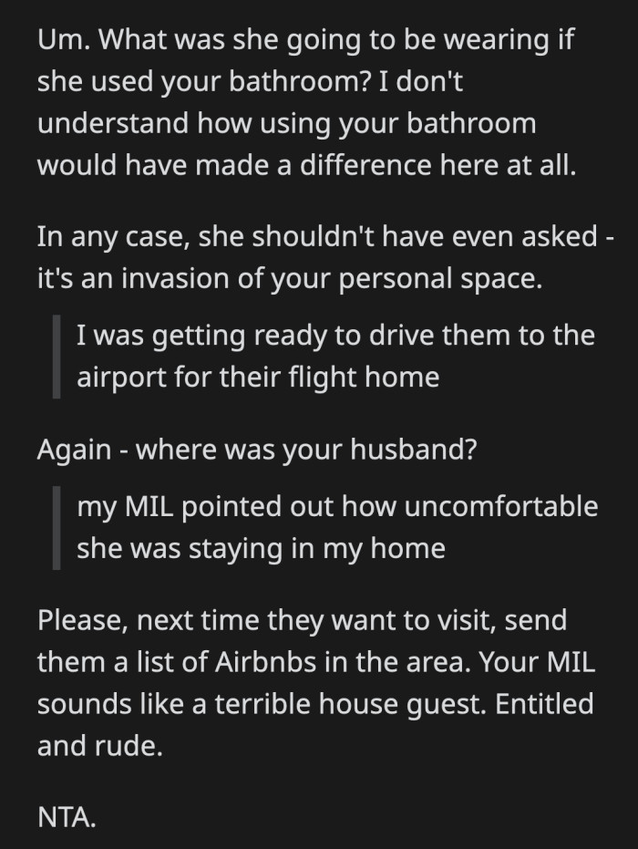 The absolute bare minimum is for them to be the least possible nuisance, even if they don't actively help her out