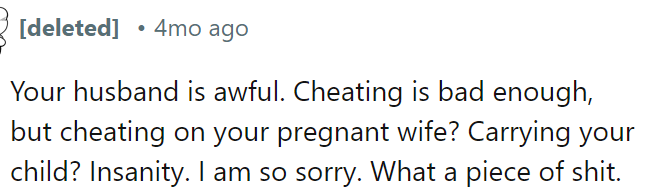 OP's husband's cheating on her while she was pregnant is beyond unacceptable.