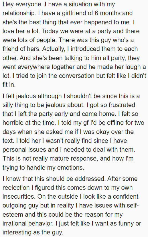 The guy and his girl share an amazing relationship, yet it faced a test at a recent party they both attended.