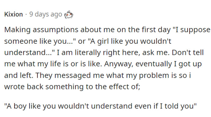 Making assumptions instead of asking