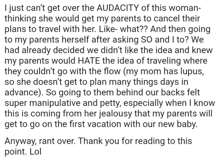 OP and her partner had already decided that they didn’t like the idea