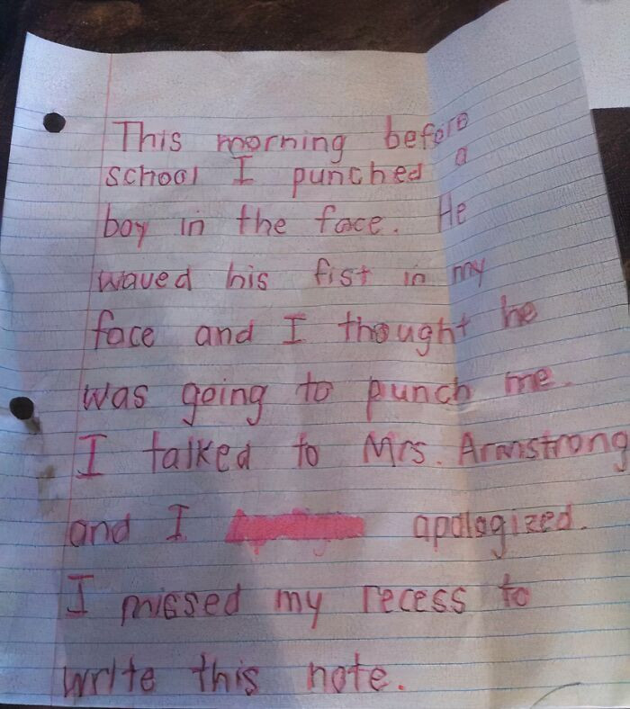 "An Old Note My Mom Kept From When I Was In Elementary School…"