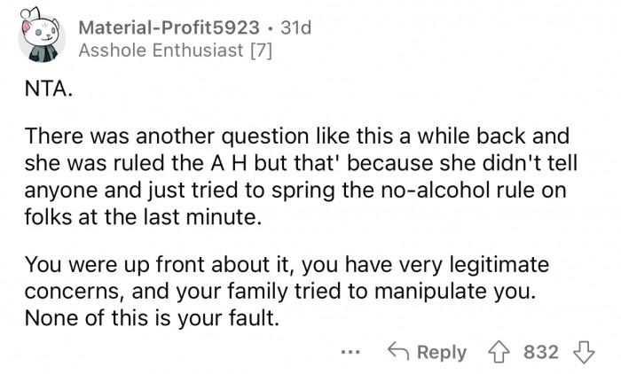 OP was straightforward and upfront from the beginning, but her family tried to manipulate her.