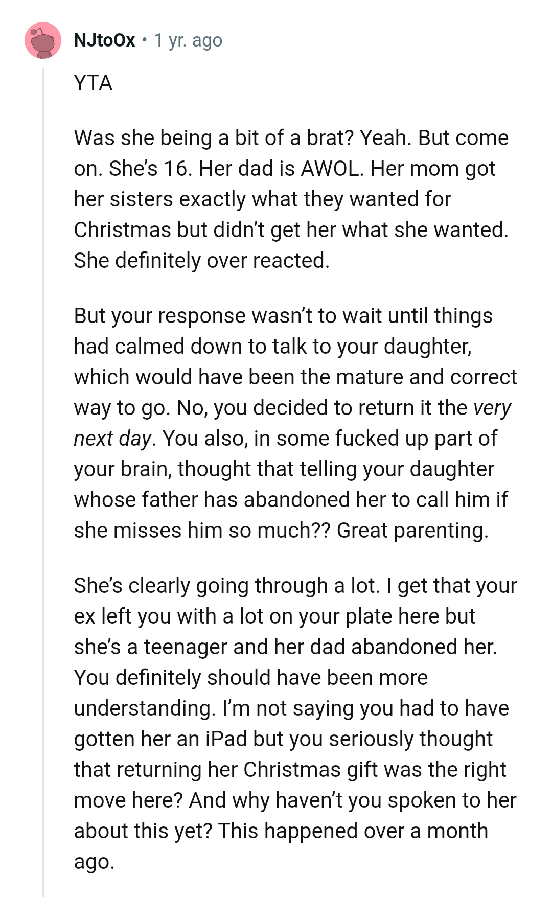 OP's Response Wasn't to Wait Until Things Calmed Down