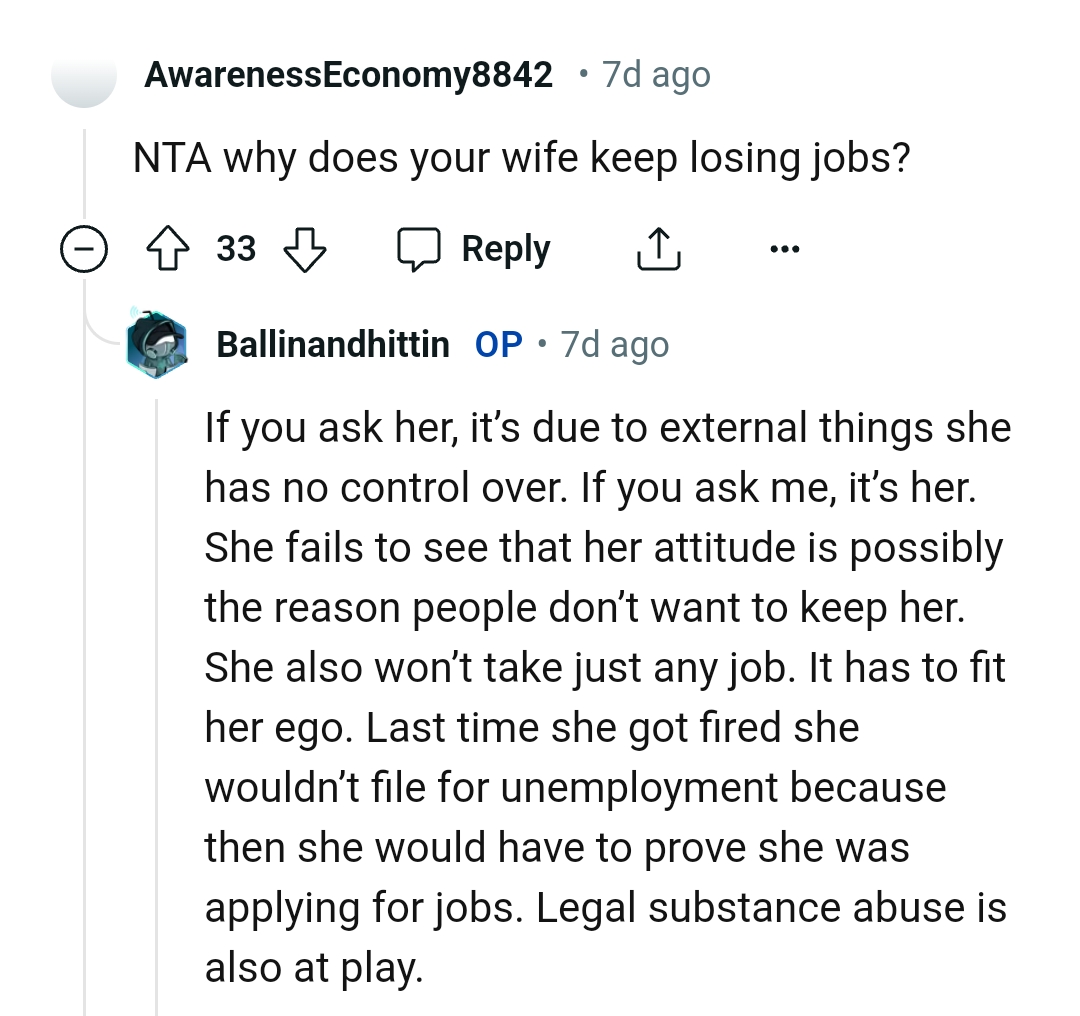 It's due to external factors she has no control over