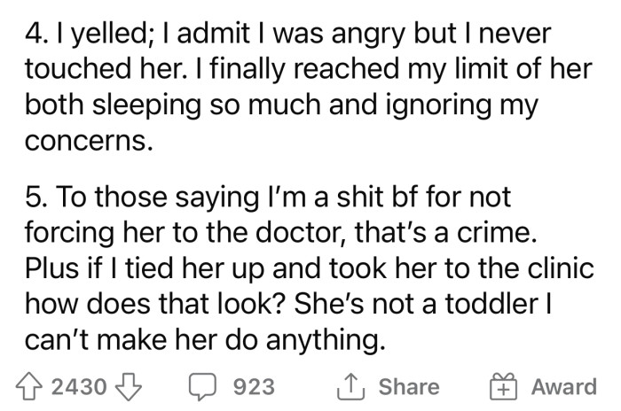 Op can't force his GF to do anything, and that doesn't make him a bad boyfriend.