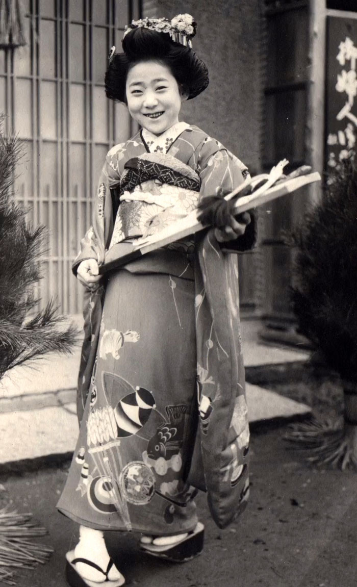 A Smiling Girl In A Kimono On New Year's Day, Japan, 1914