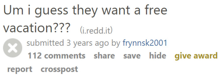 The Facebook post was shared on Reddit.