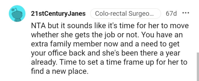 The OP has an extra family member now and needs the extra room