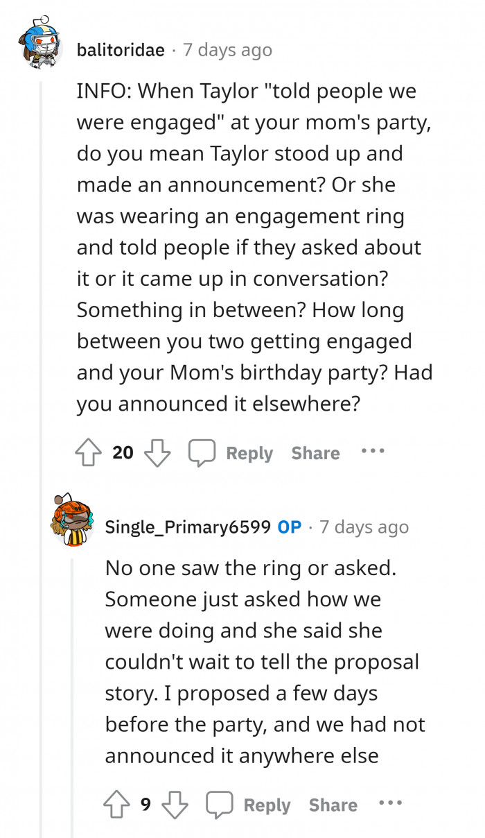 19. Reminiscing about the event in another venue.