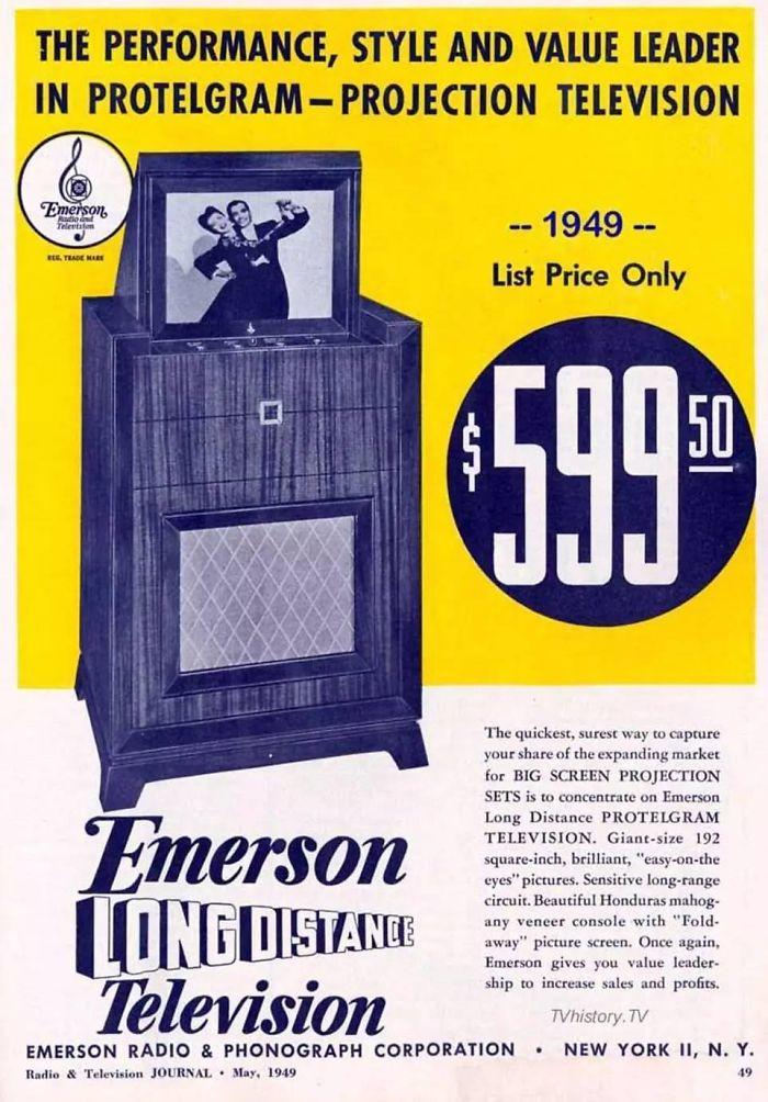 12. Emerson Radio Corporation Television Set - 1949: $599.50
