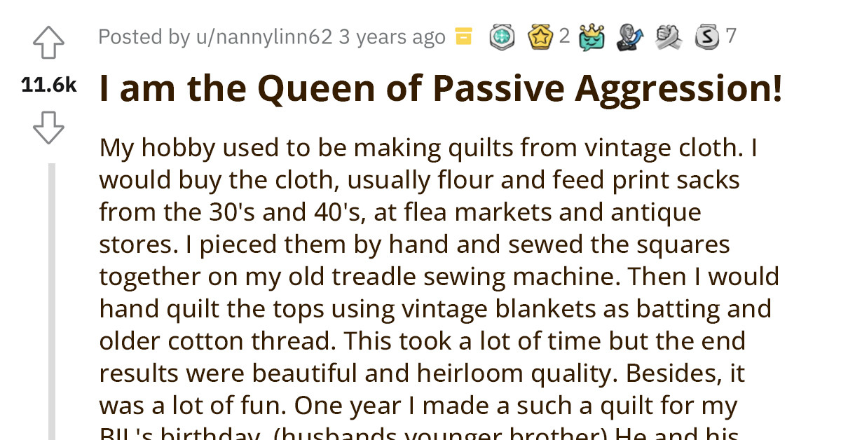 Entitled MIL Demands That Redditor Make Her A Customized Vintage Quilt For Free, Walks Out In Rage After Getting Charged $5000