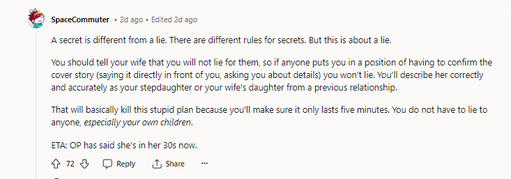 10. A secret is different from a lie. There are different rules for secrets, but this is about a lie.