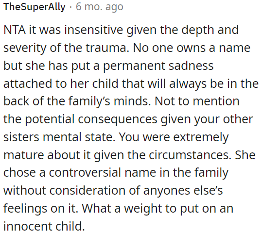 It was a controversial choice without considering others' feelings and placed a burden on the innocent child.