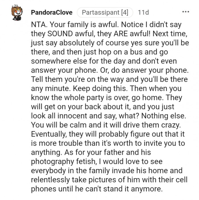 Your family is awful, according to this Redditor