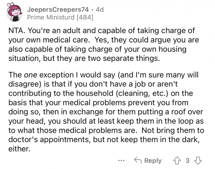 OP should at least keep their parents 