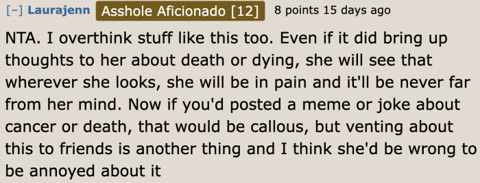 For this Redditor, she shouldn't worry because it's not like the picture will insult her friend's husband.