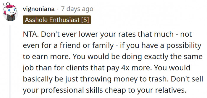 She lowered her price enormously, but it still wasn't good enough for them.