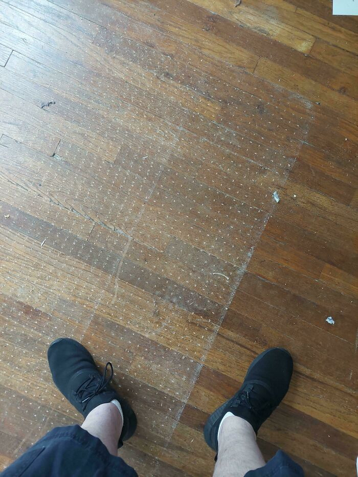 "Put A Plastic Mat Under My Computer Desk To Protect The Floor In My Apartment"