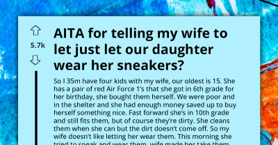 Dad Defends Daughter's Right To Wear Beloved Dirty Sneakers Despite Wife's Plan To Throw Them Away, Igniting Family Conflict