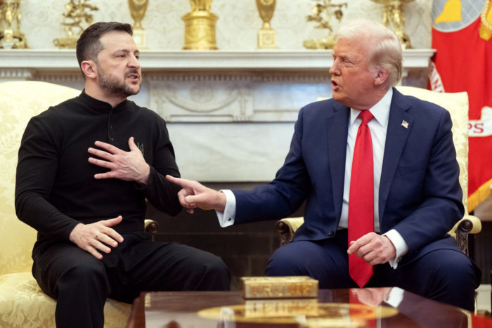 Zelensky and Trump seated during behind-the-scenes negotiations on Russia war