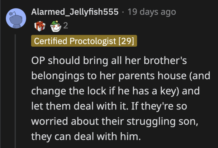OP is not responsible for her 32-year-old brother