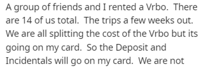 OP rented a Vrbo with their group of friends