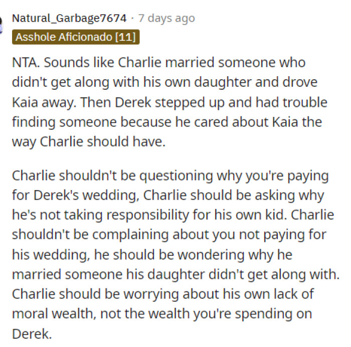 Again, people weren't exactly nice, and they had a lot to say about OP and his sons.