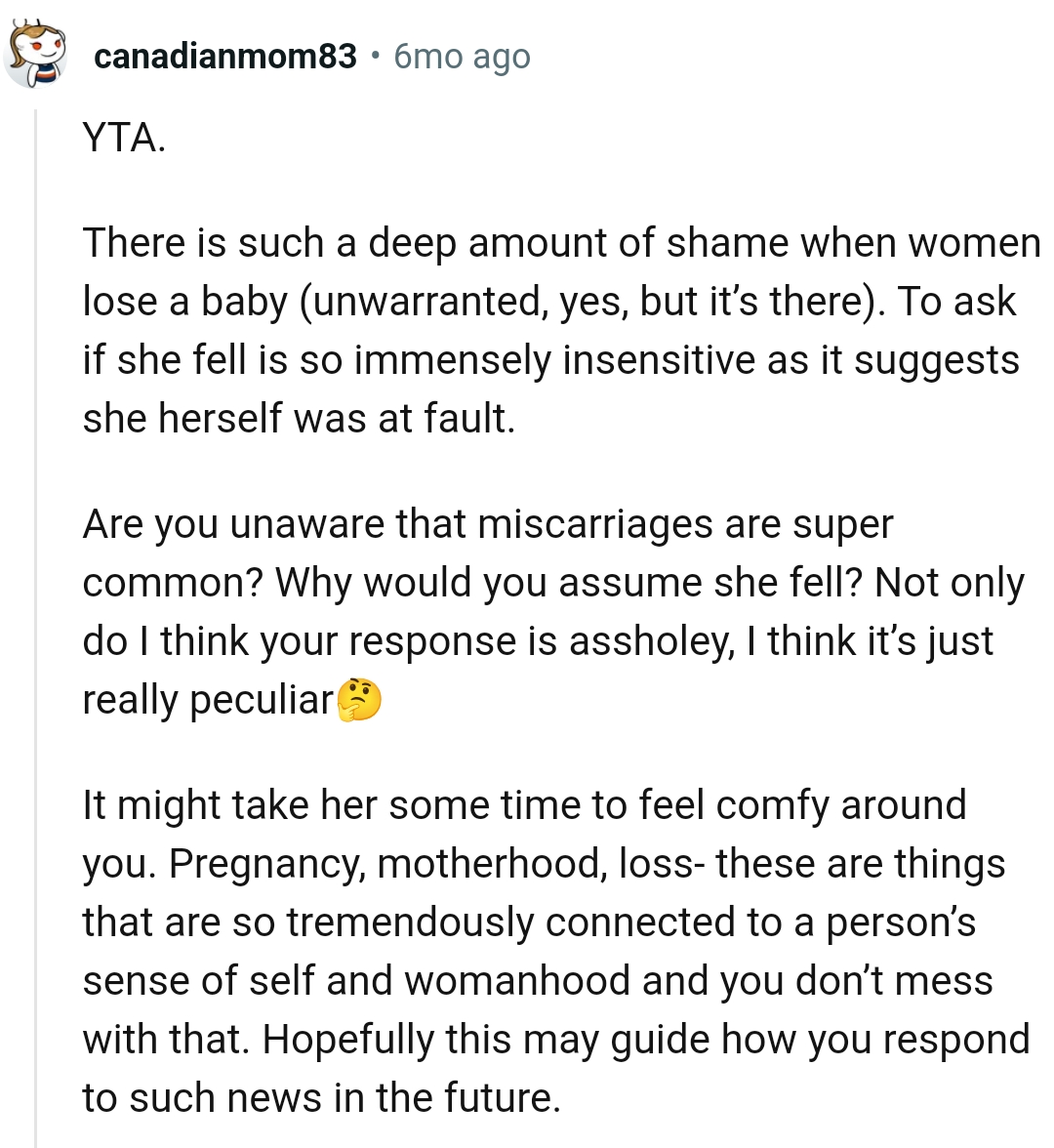 That was an insensitive question to ask