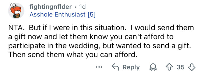 Just send them a gift you can afford.