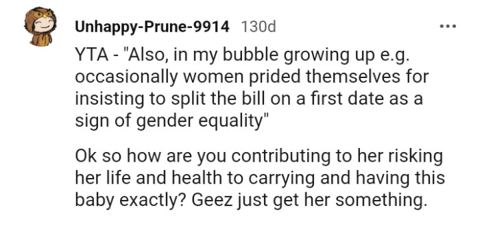 How is the OP contributing to his wife risking her life and health?