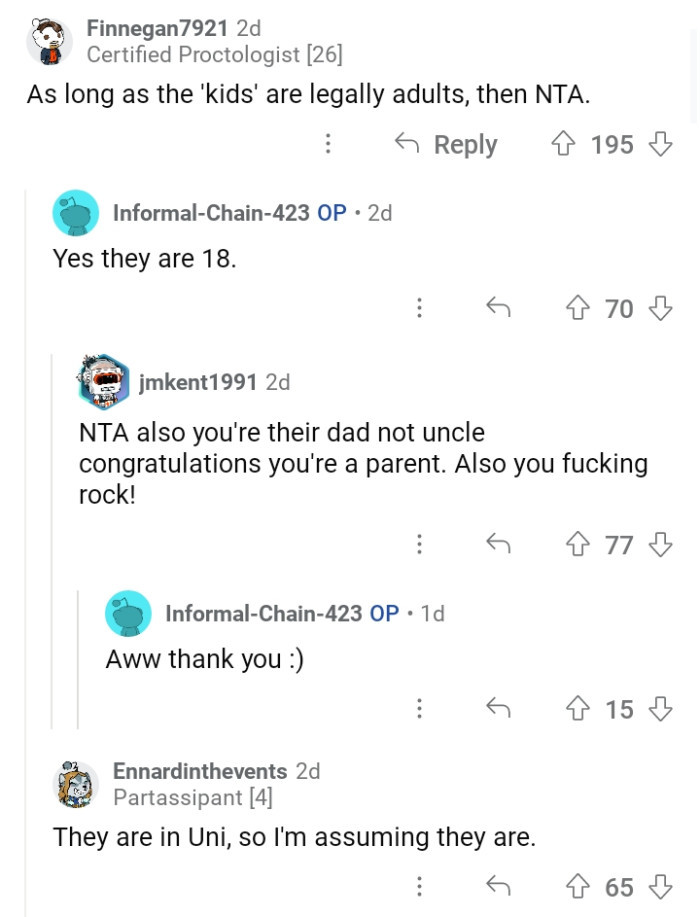 OP's being a cool uncle.