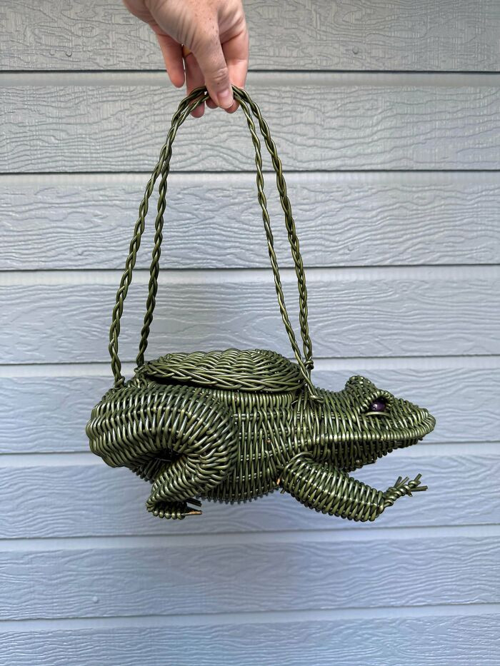 "Found This Vintage Wicker Frog Purse At Goodwill Today. The Perfect Summer Accessory At The Lake?"