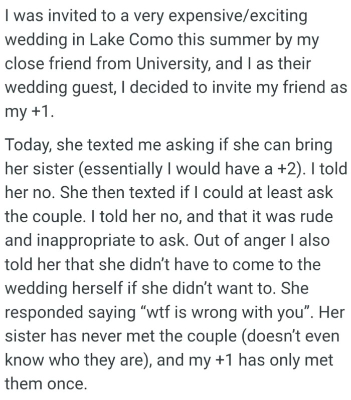 One small request had the potential to create tension—not just between friends but possibly with the couple themselves