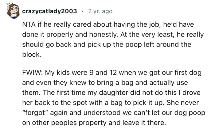 “NTA. If he really cared about having the job, he’d have done it properly and honestly.”