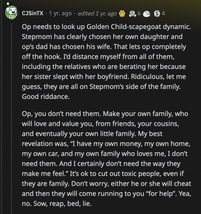OP has no obligation to absolve her sister and cheating ex from their guilt. OP can walk away from them without looking back because of how they treated her.