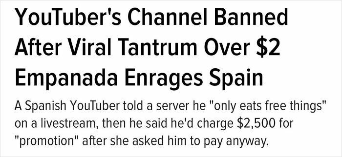 "Spanish “Influencer” Demands Free Food"
