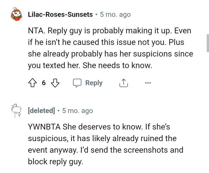 If she already has a suspicion, it has ruined the event regardless