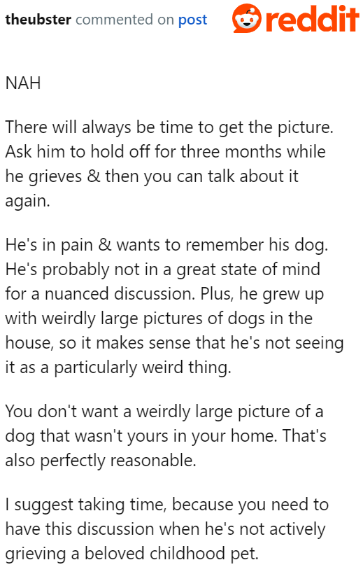 The boyfriend doesn't have to decide instantly.