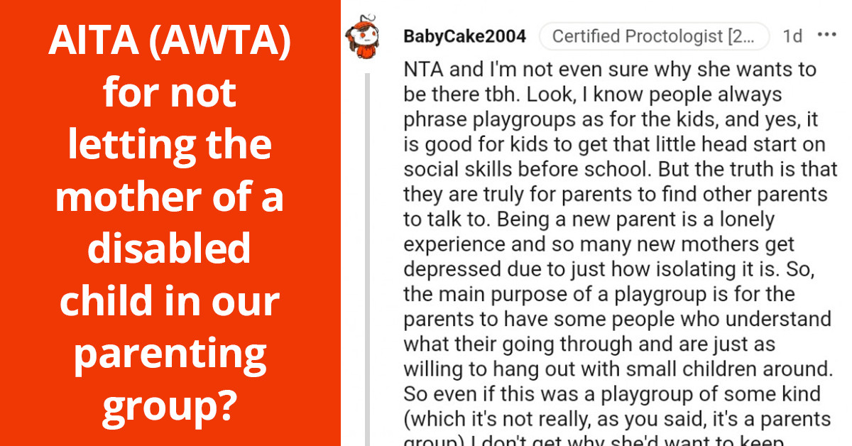 Woman Gets Online Support For Not Letting The Mother Of A Disabled Child In Their Parenting Group
