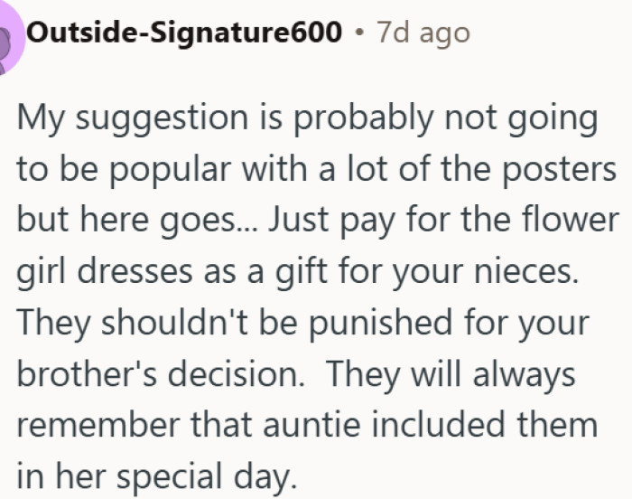 The nieces should not suffer for their father's choices